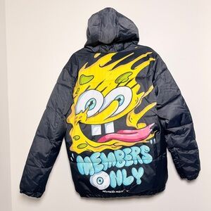 Members Only SpongeBob jacket, Nickelodeon puffer, cartoon streetwear